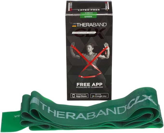 THERABAND CLX Latex-Free Resistance Band, Pilates, Home Gym, HIIT, Physical Therapy, Rehab & Fitness Equipment, 2.5 Metre, Green, Heavy