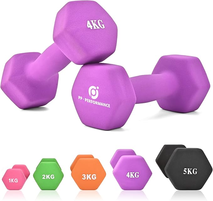 PP PERFORMANCE Neoprene Dumbbell Hand Weights for Women Men Arm Pilates Dumbbell Set