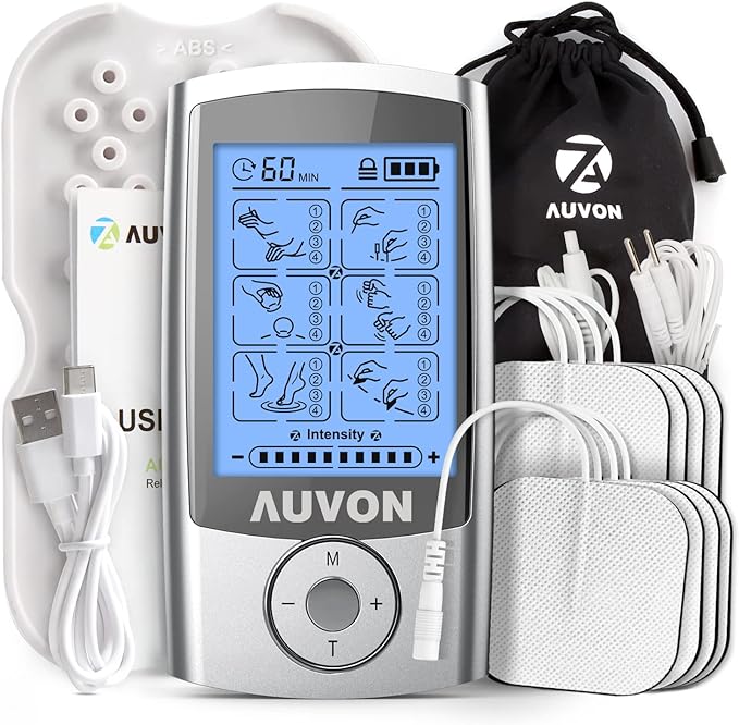 AUVON Rechargeable TENS Machine Muscle Stimulator for Pain Relief